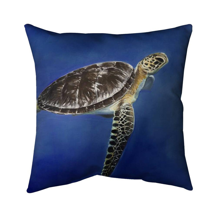 Swimming Brown Sea Turtle Throw Pillow - Right