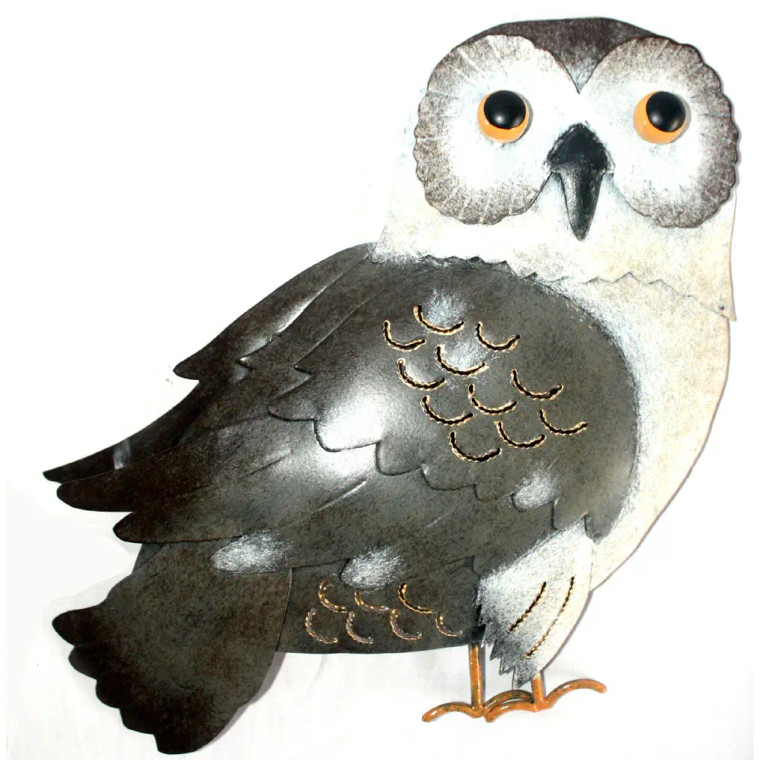 Metal Gray Owl Wall Décor