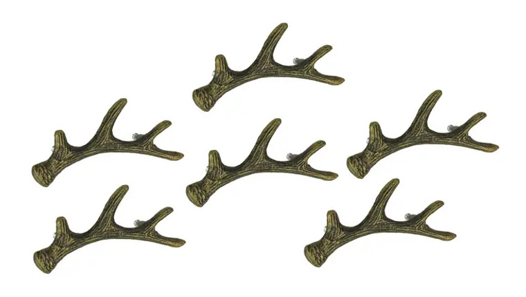 Rustic Bronze Deer Antler Drawer Pulls - Set of 6