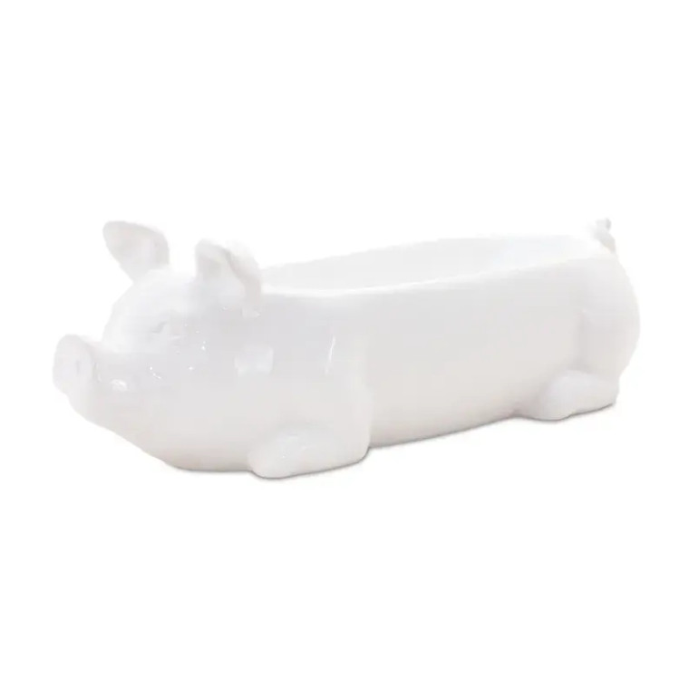 White Ceramic Pig Planter