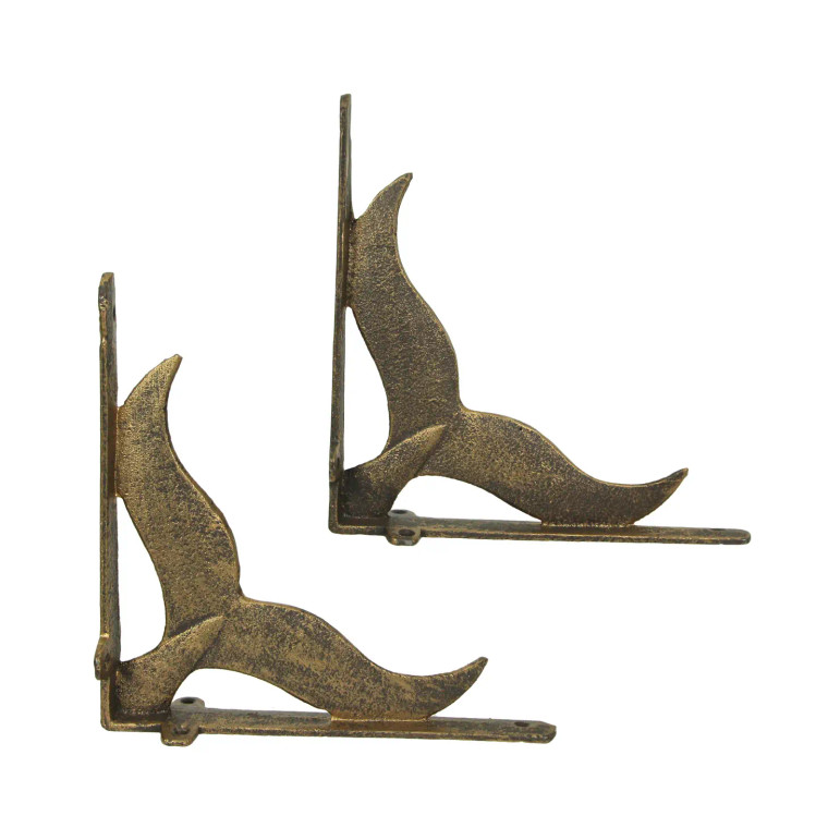 Rustic Bronze Whale Tail Shelf Brackets