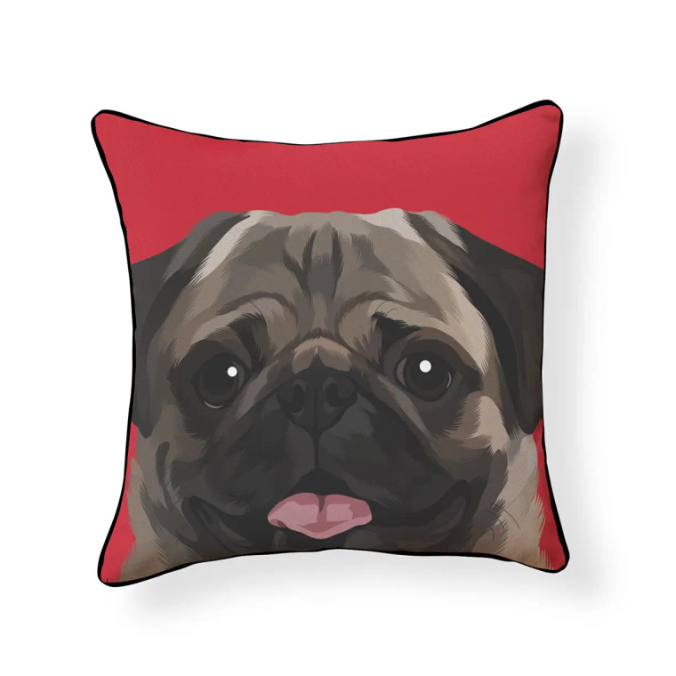 Peeking Pug Throw Pillow