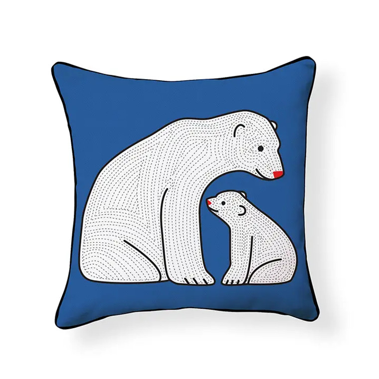 Polar Bear & Cub Throw Pillow