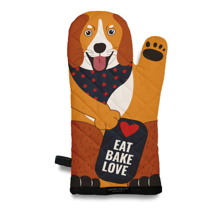 Eat, Bake, Love - Beagle Oven Mitt