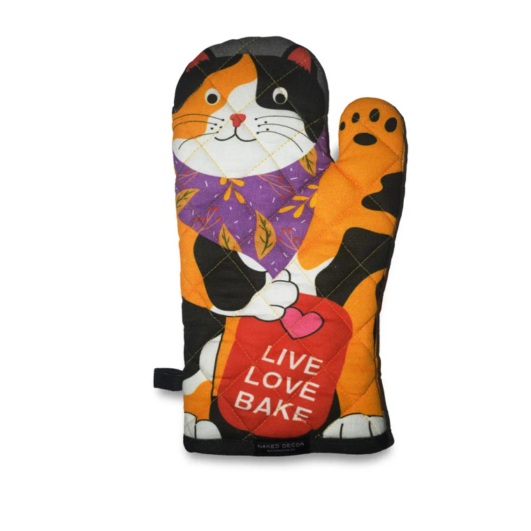 Live, Love, Bake - Calico Cat Oven Mitt