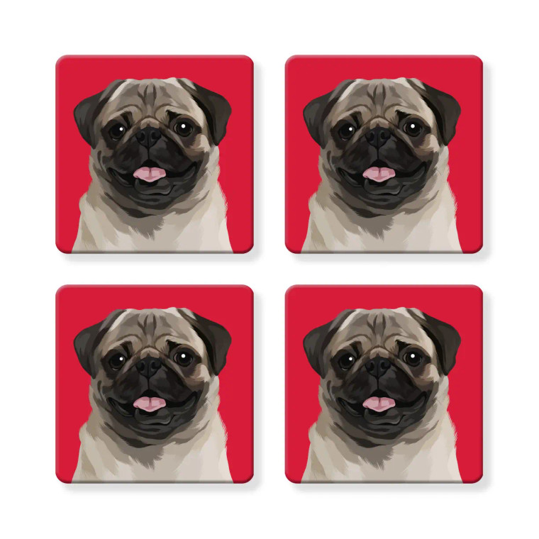 Pug Coaster - Set of 4