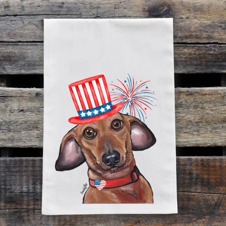 Patriotic Dachshund Kitchen Towel