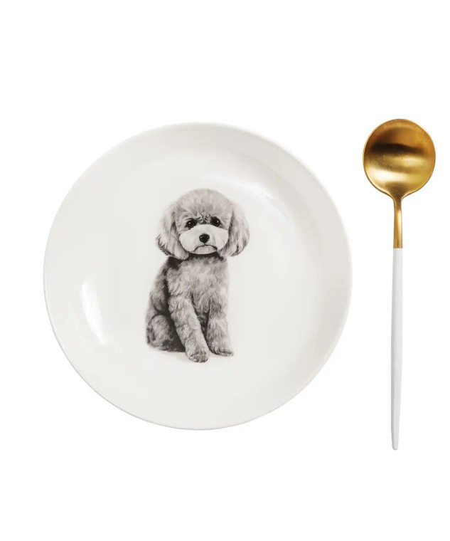 Gray Poodle Dinner Plate - 8"