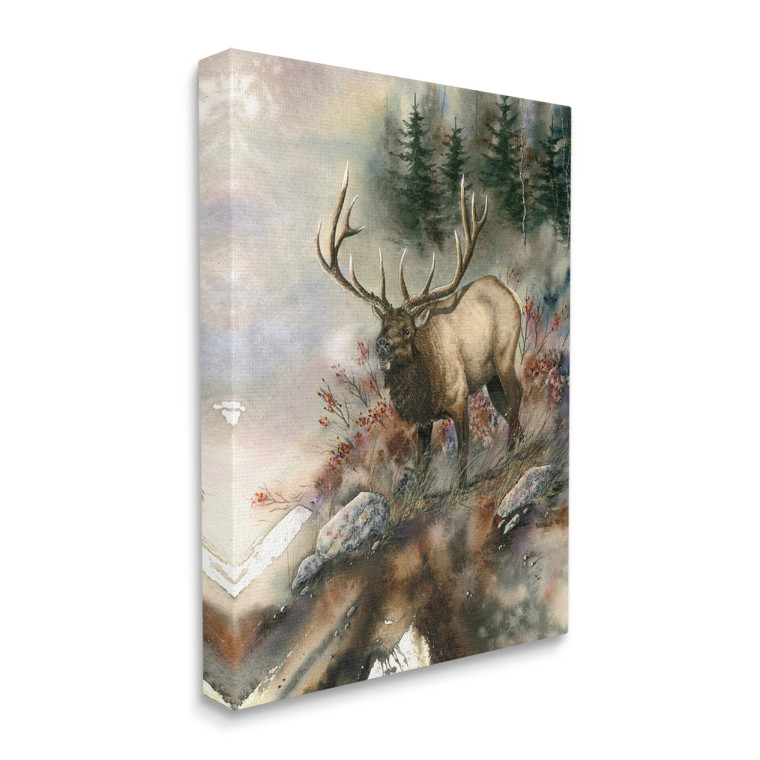 Forest Slope Elk Canvas Art Print