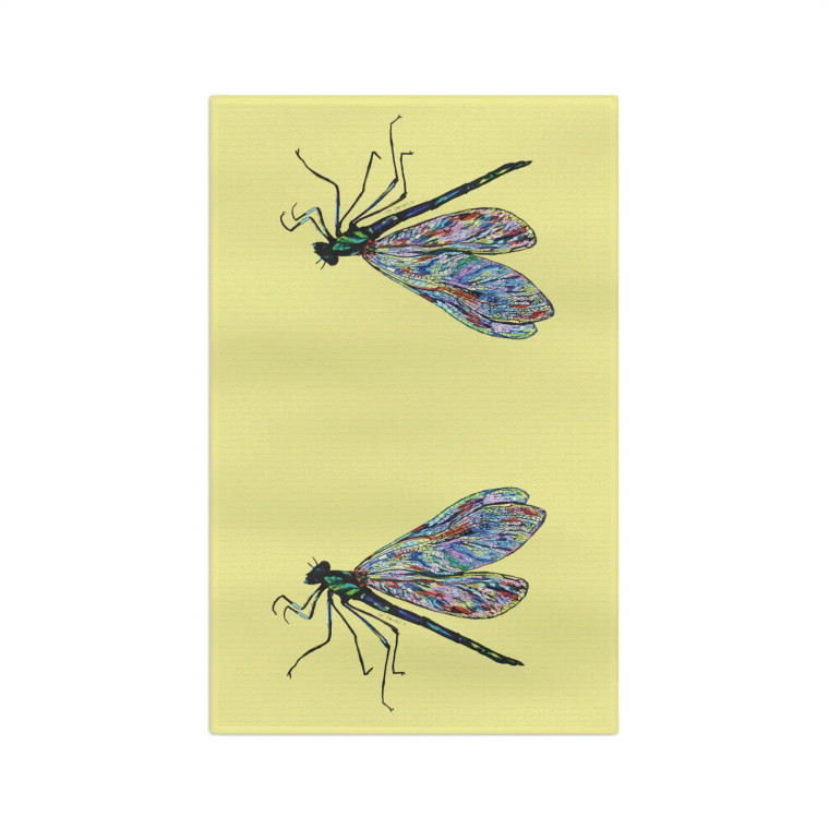 Dragonfly on Yellow Kitchen Towel