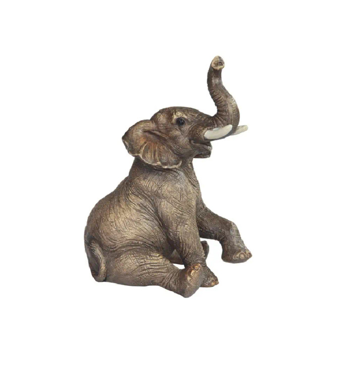 Sitting Elephant Figurine - 6"
