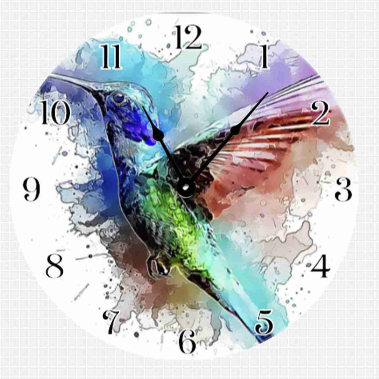 Color Splash Hummingbird Wall Clock