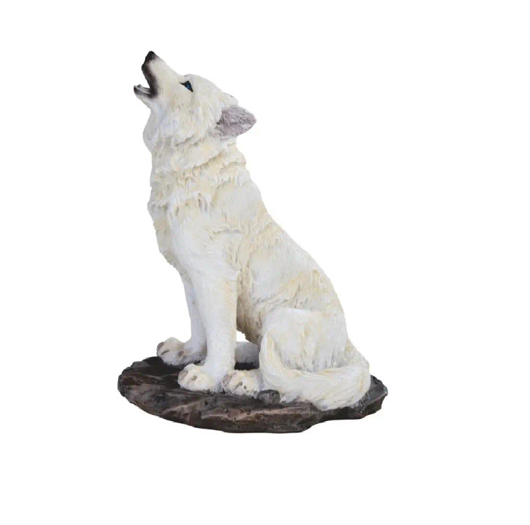 Howling White Wolf Figurine