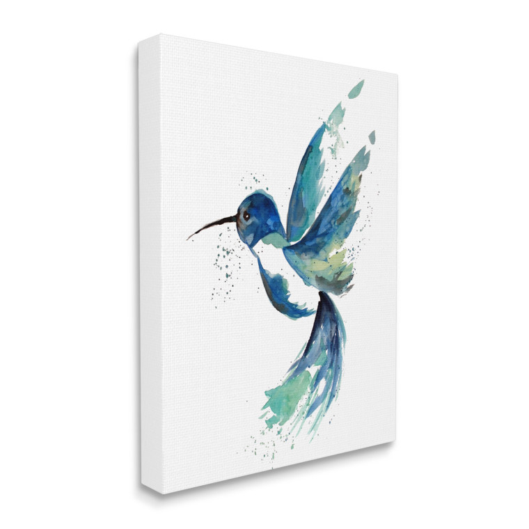 Flying Blue Hummingbird Canvas Art Print