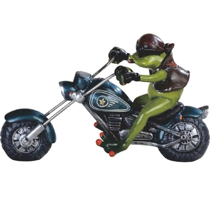 Frog on Chopper Motorcycle Figurine