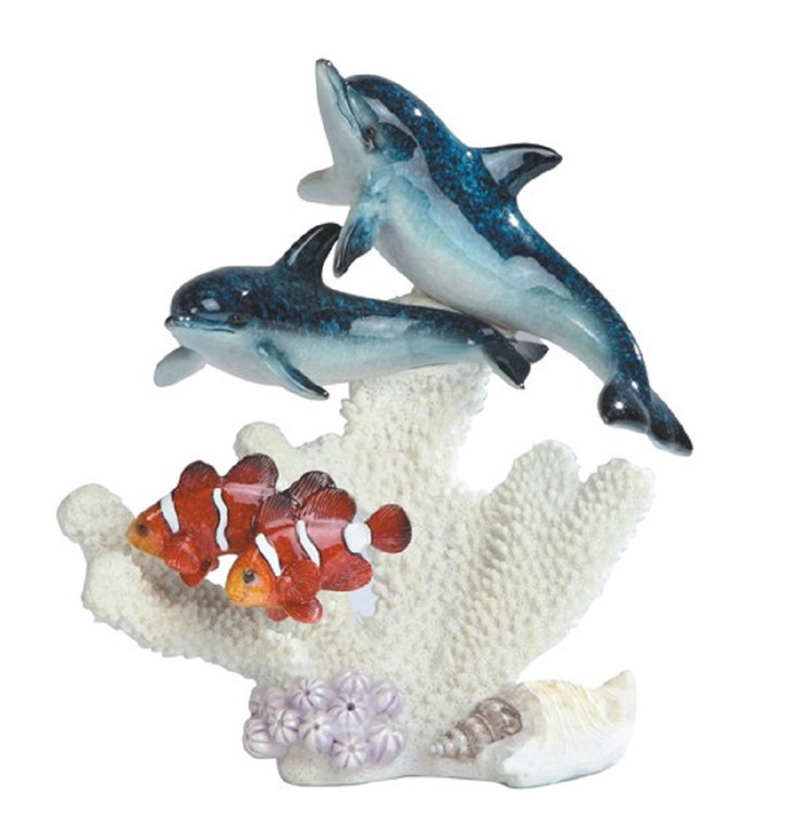 Dolphins, Clownfish & Coral Figurine