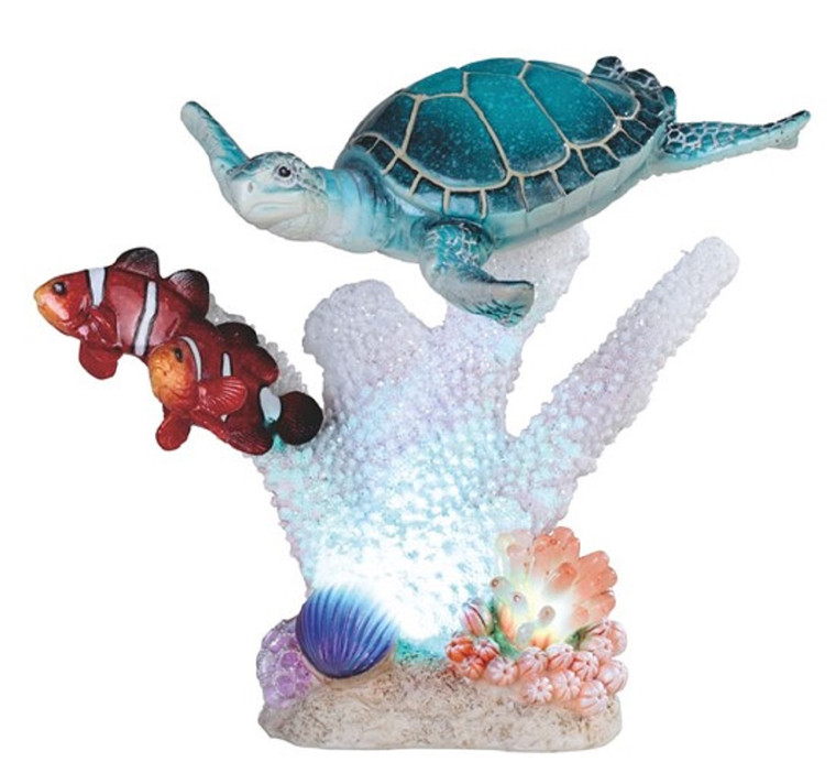 Blue Sea Turtle, Clownfish & Coral LED Figurine