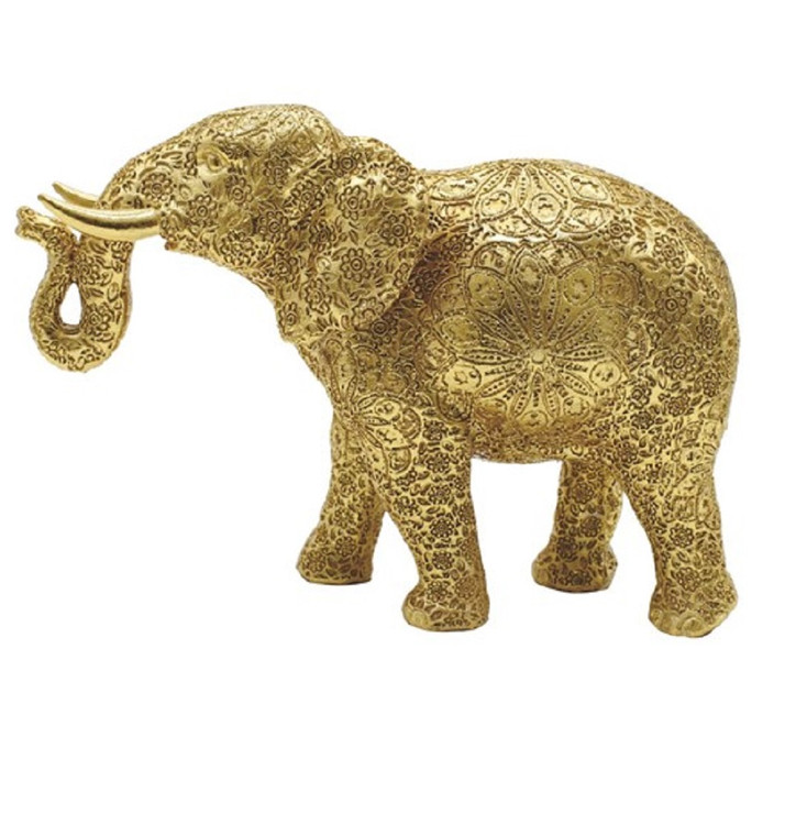 Decorative Gold Elephant Figurine - 11 1/4"