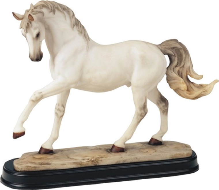 White Horse Figurine On Base - Walking