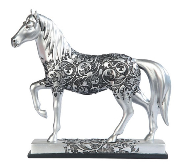 Decorative Carved Silver Horse Figurine