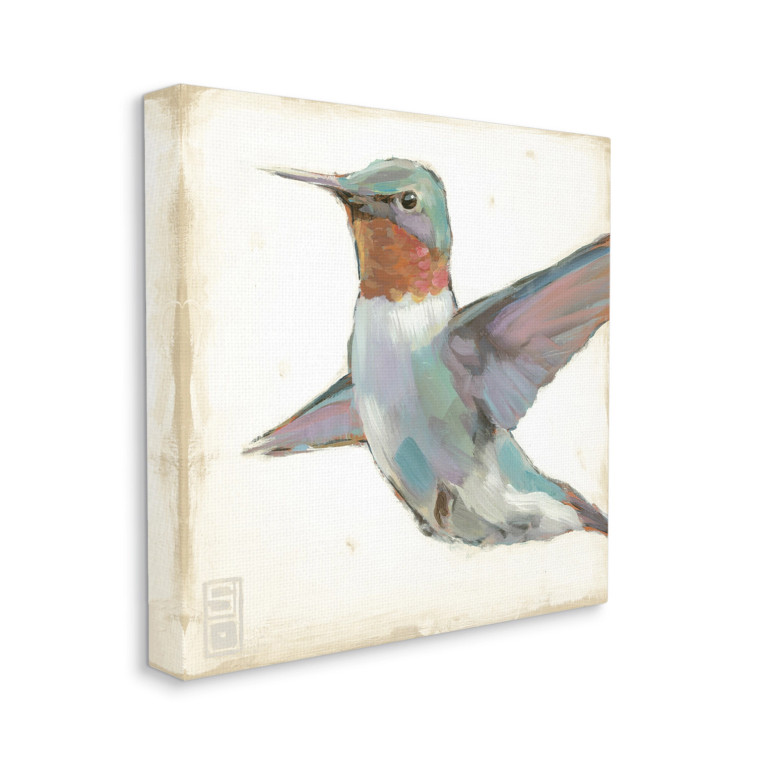 Colorful Flying Hummingbird Canvas Art Print
