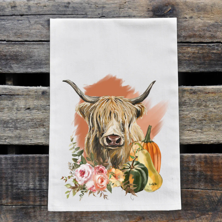 Fall Highland Cow Kitchen Towel