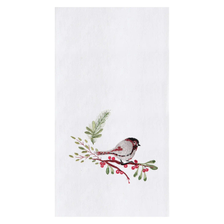 Holly Chickadee Christmas Kitchen Towel