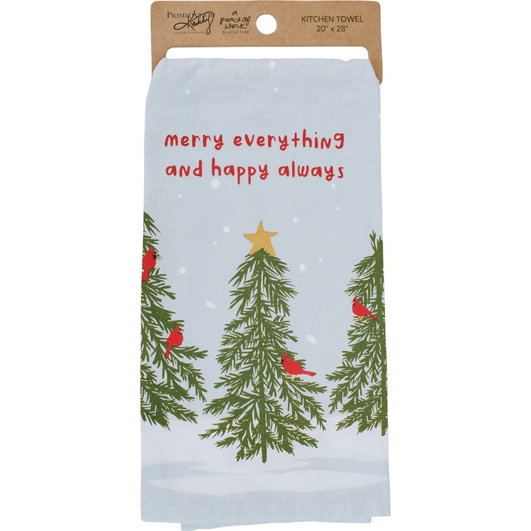 Merry Everything & Happy Always - Cardinal Christmas Kitchen Towel
