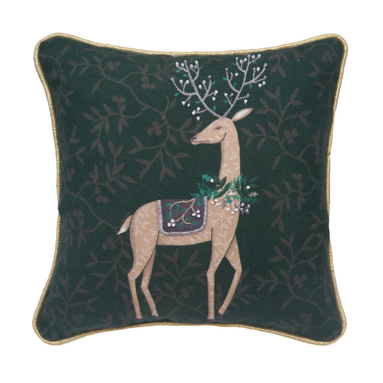 Elegant Reindeer Christmas Throw Pillow