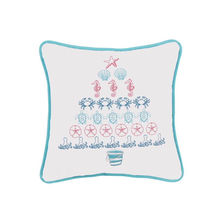 Coastal Christmas Tree Throw Pillow