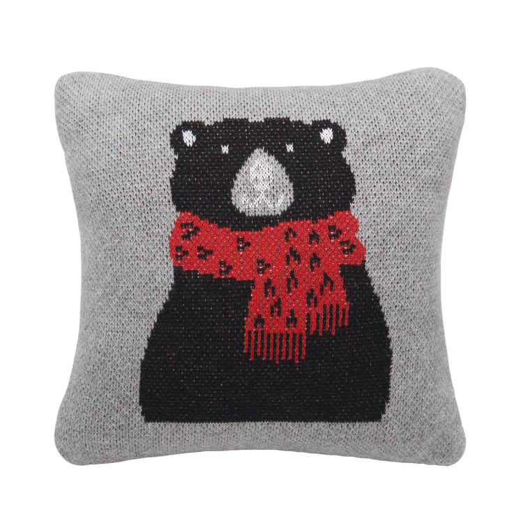 Winter Black Bear Throw Pillow