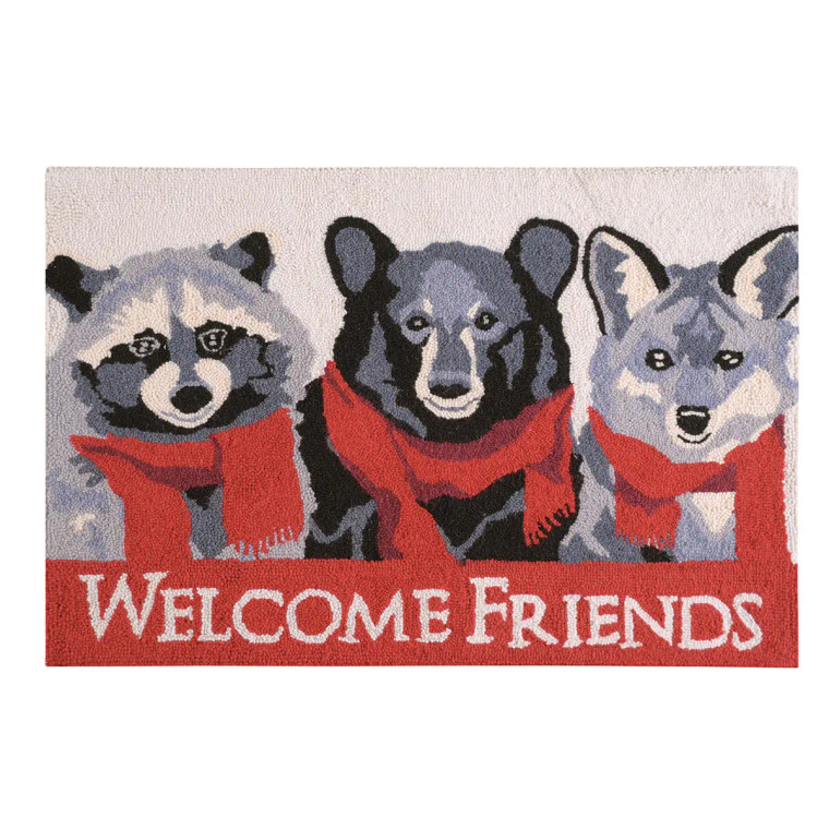Forest Animal Winter Welcome Area Rug