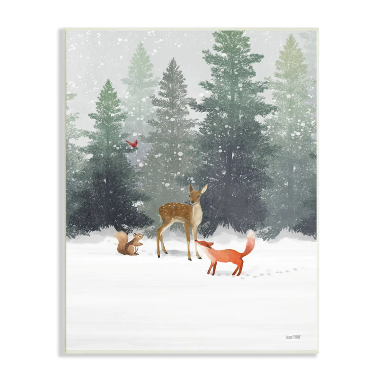 Winter Forest Animals Art Print Plaque