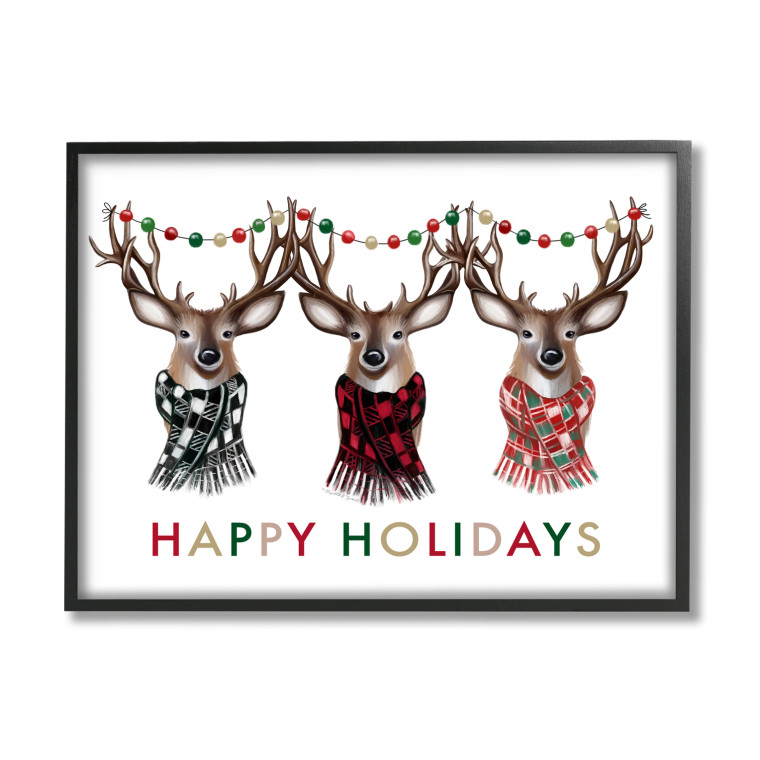 Holiday Light Reindeer Framed Art Print