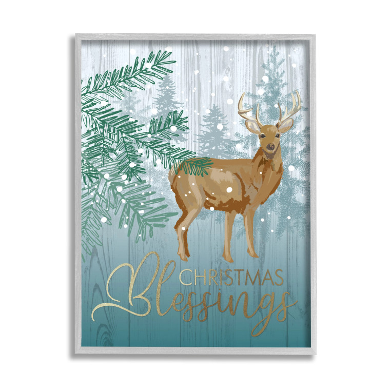 Christmas Blessings - Winter Deer Framed Art Print