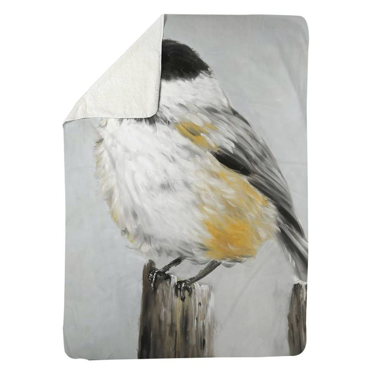 Perched Chickadee Fleece Blanket