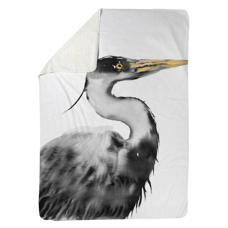 Black & White Heron Fleece Blanket