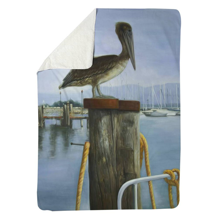 Nautical Pelican Fleece Blanket