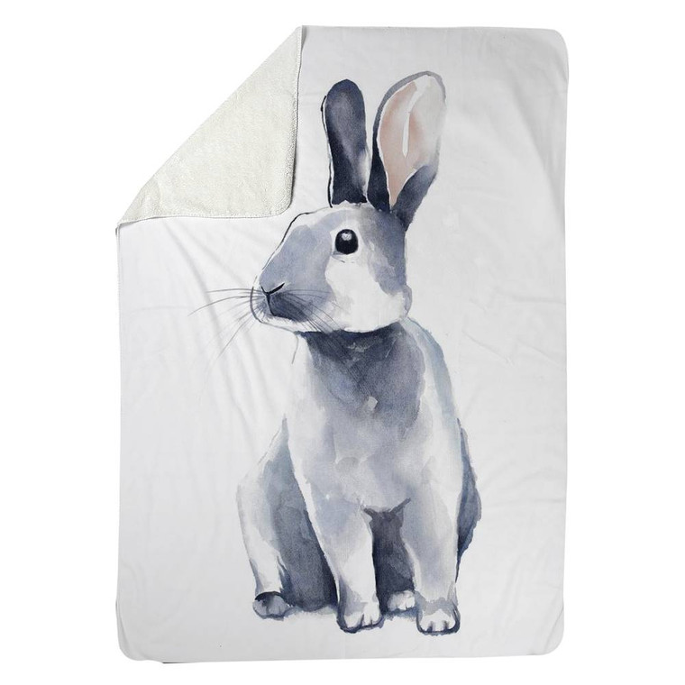Gray Rabbit Fleece Blanket
