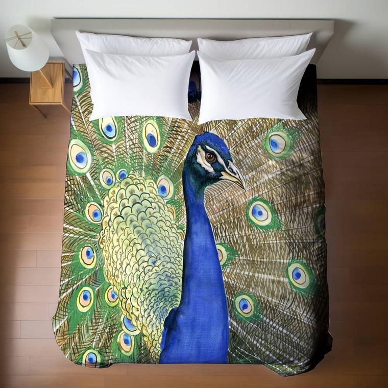 Peacock Feathers Duvet Cover - Queen