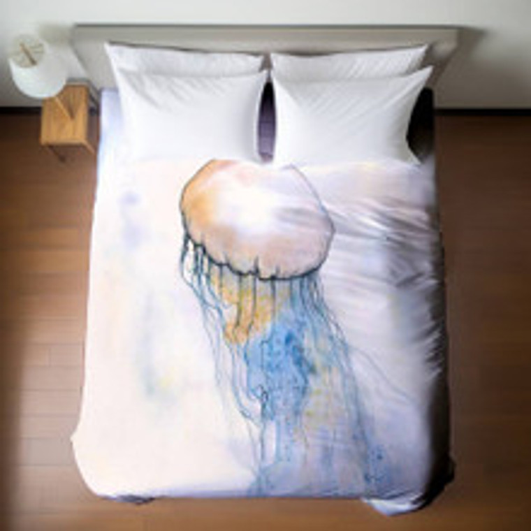 Watercolor Jellyfish Duvet Cover - Queen