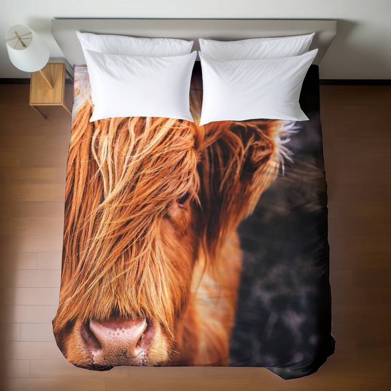 Highland Cow Close-Up Duvet Cover - Queen