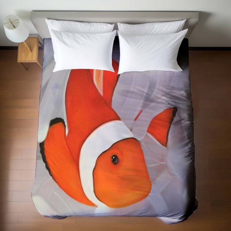 Clownfish in Coral Duvet Cover - Queen