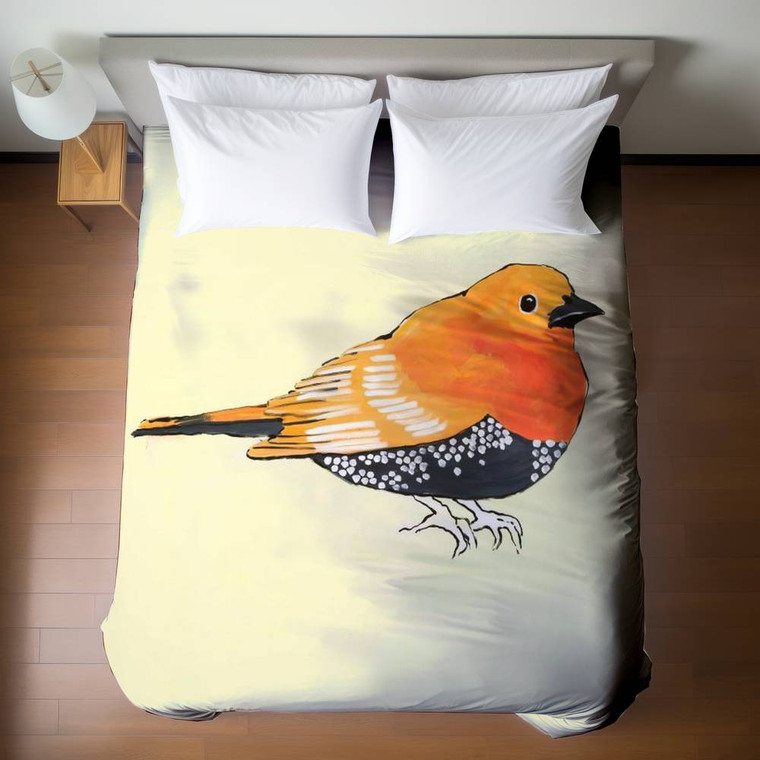 Little Orange Bird Duvet Cover - Queen