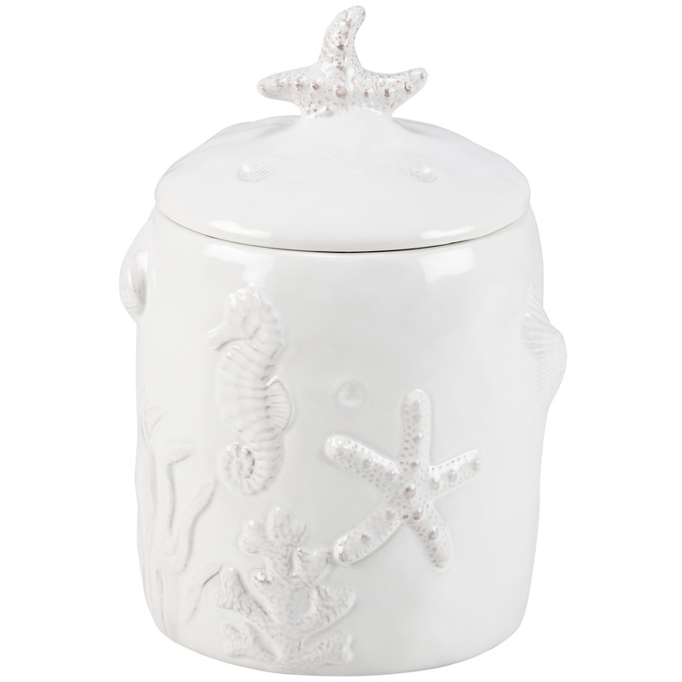 White Embossed Beach Canister