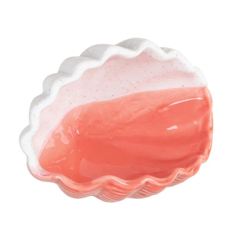 Coral & Bisque Shell Decorative Bowl