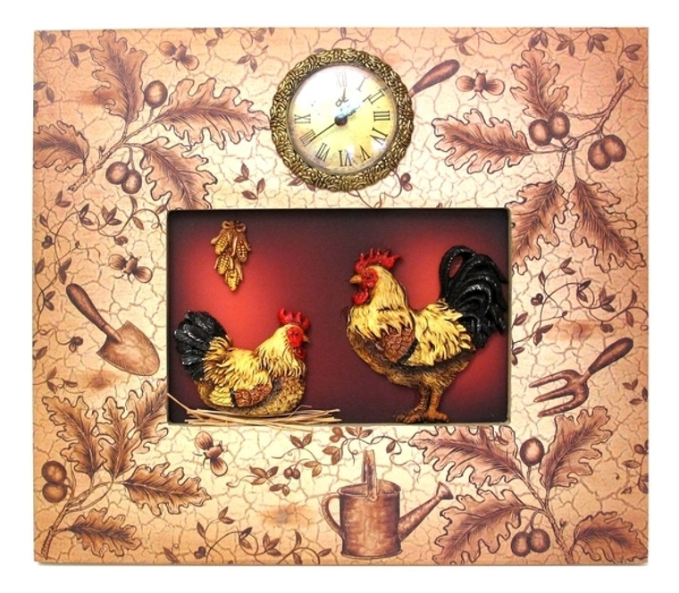 Ornate Rooster Plaque Clock
