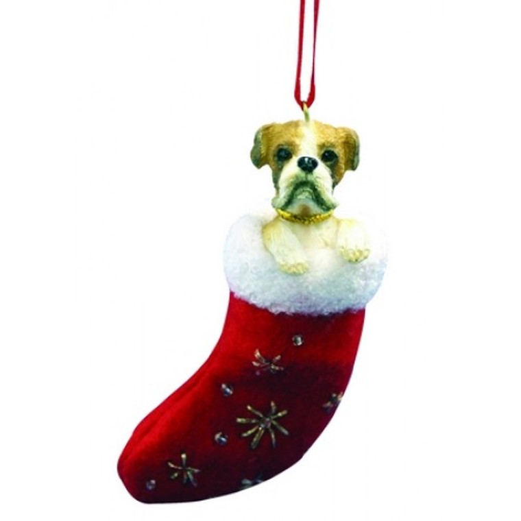 Boxer Stocking Christmas Ornament