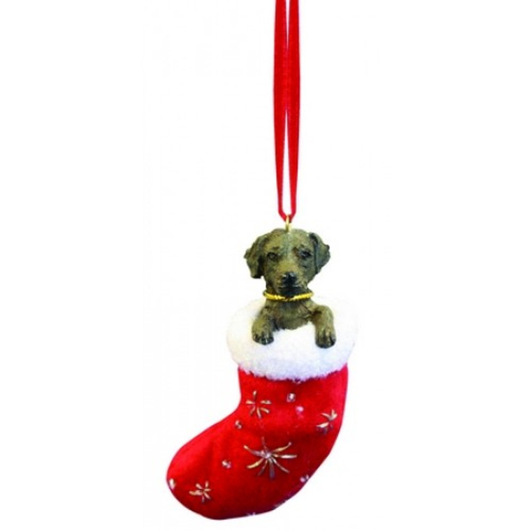 Chocolate Lab Stocking Christmas Ornament