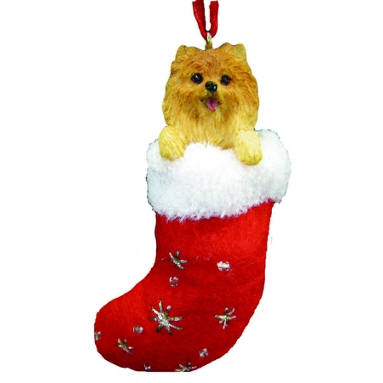 Pomeranian Stocking Christmas Ornament